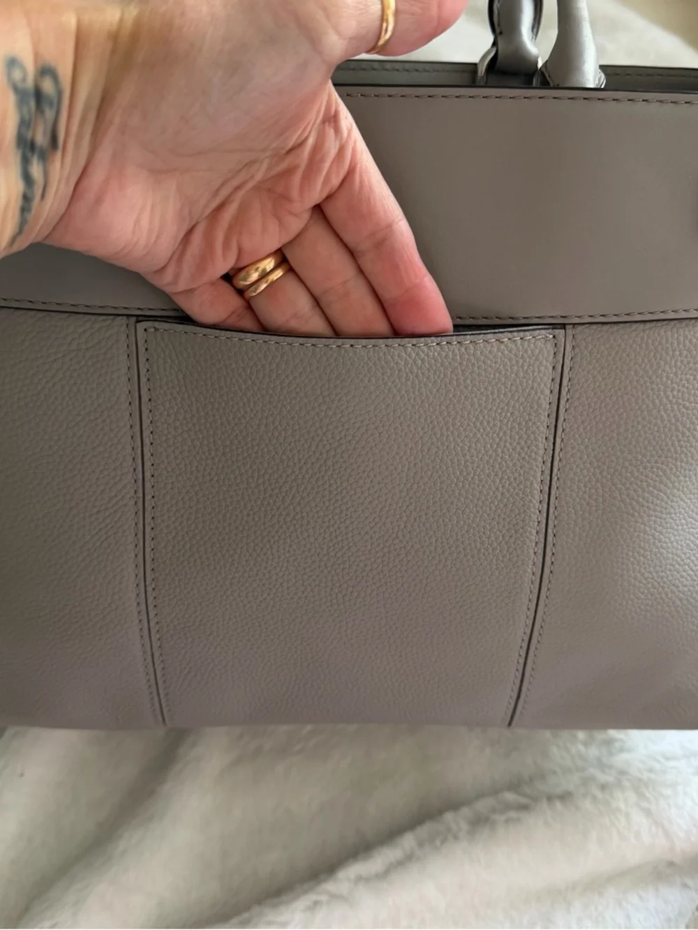 Michael Kors Pebbled Leather Satchel – Neutral/Taupe | Silver Hardware - Picture 7 of 14